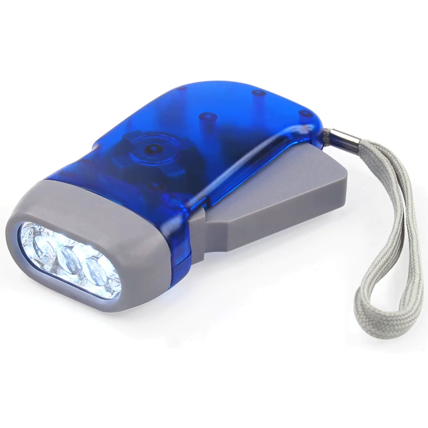 Фонарик-динамо ручной аккумуляторный Hand-Pressing Flash Light 3 LED, синий-0